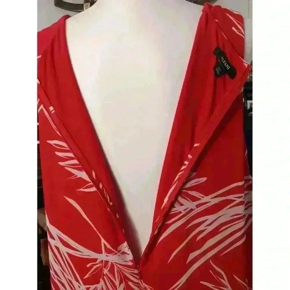 Alfani (20W) Red Midnight Palm 2-Layer Sleeveless Ladies Stretch Dress - Picture 10 of 12